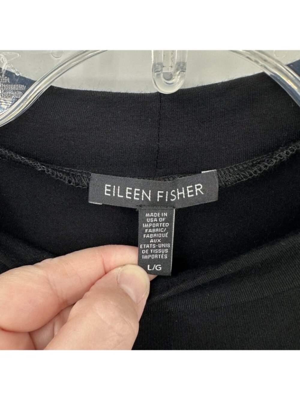 EILEEN FISHER MIDI DRESS long sleeve black LARGE minimalist knit coastal grandma - Picture 9 of 10